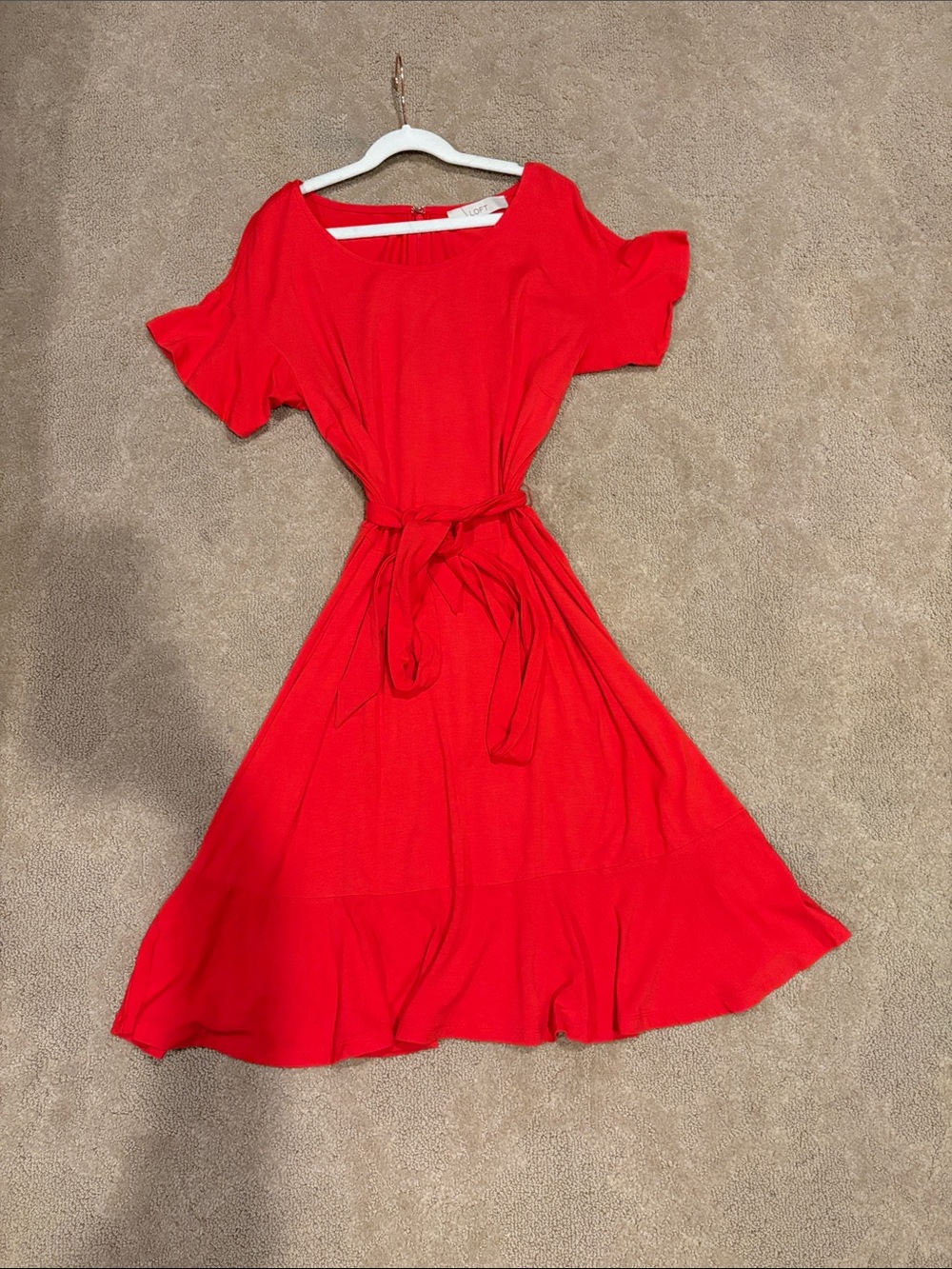 Loft Red Tie-Waist Dress